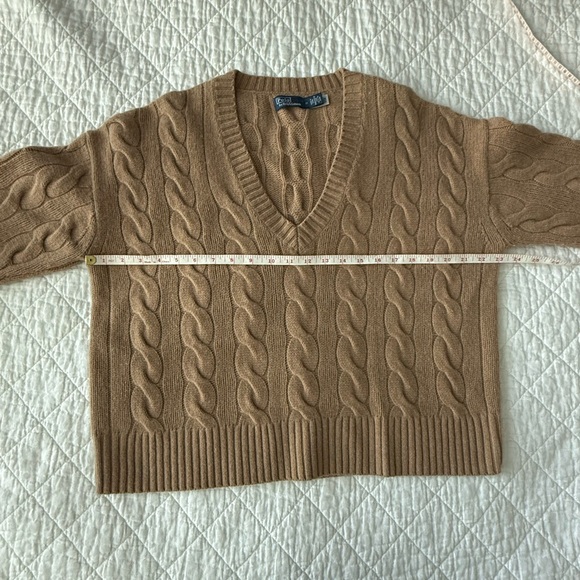 Ralph Lauren Camel V-Neck Cable Sweater - Picture 5 of 10
